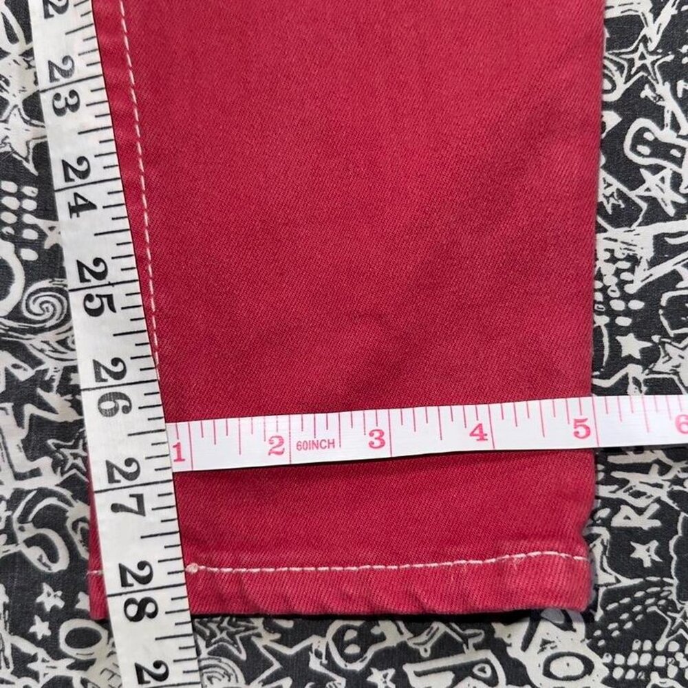 ๐True Religion Red Low Rise Skinny Jeans Size 27 Y2K Contrast Stitch - Picture 7 of 8